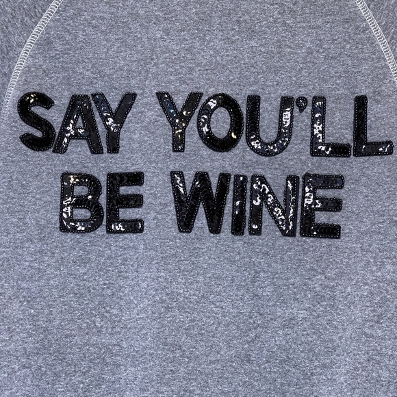 Bow & Drape “Say You'll Be Wine” Sequin Spellout Embellished Crewneck Sweatshirt - Picture 7 of 16